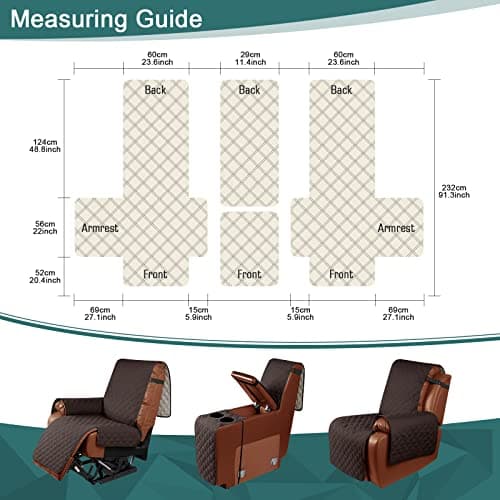 Ruaozz Waterproof Recliner Love Seat Cover with Console for Double Recliner Sofas (Chocolate, 2 Seater)