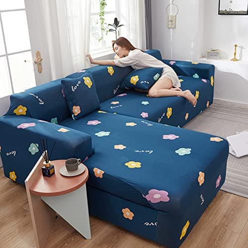 IMYOGI High Stretch Sofa Covers for 3 Seater Sectional Couch - Living Room Protector — Bk