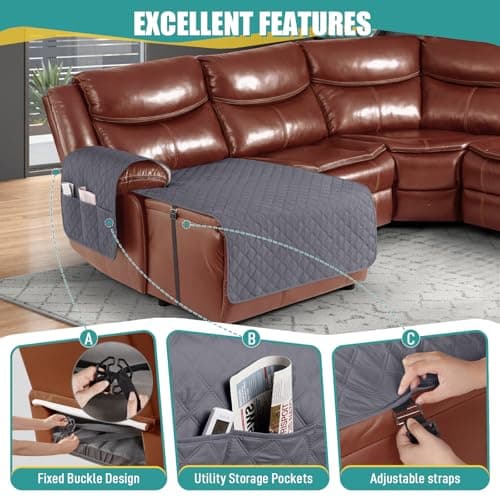 Ruaozz Dark Grey L Shape Sofa & Chaise Cover