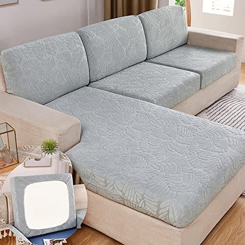 2023 New 6Pcs Grey Stretch Sofa Cover for L-Shaped Sectional Couch — Light Grey