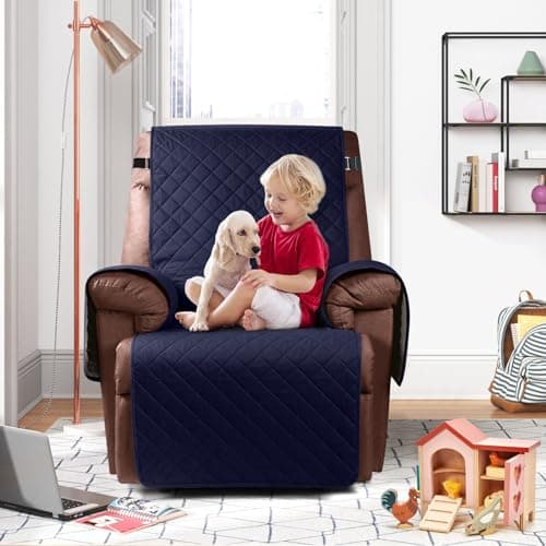 KinCam 100% Waterproof Recliner Chair Cover, Dark Blue