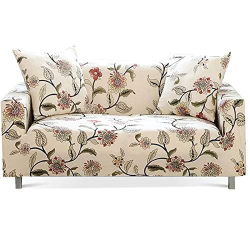 Love Forever Lamberia Printed 3 Seater Sofa Cover with Pillow Cases — E-beige