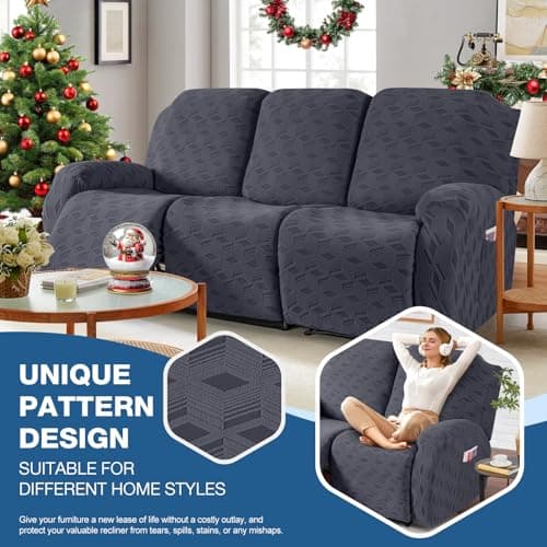 TAOCOCO Jacquard Stretch Recliner Sofa Cover (Dark Grey)