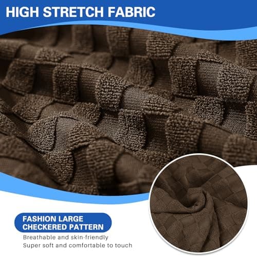 MAXIJIN Dark Coffee Stretch Jacquard Recliner Slipcover 4 Pieces Protector