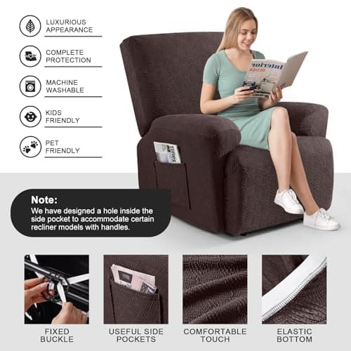 Timeless Extra Wide Recliner Chair Cover, Coffee