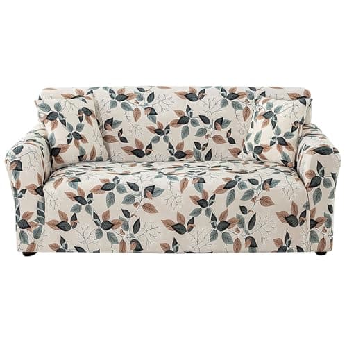 Love Forever Lamberia Printed 3 Seater Sofa Cover with Pillow Cases — Leaves