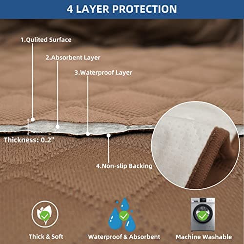 Eismodra Waterproof Recliner Chair Covers, Anti-Slip Brown (23x35")