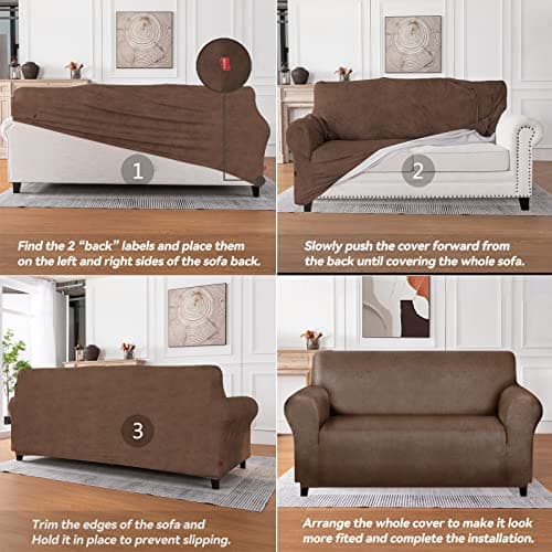 Molasofa Oversized Loveseat Cover, Dark Brown, Soft Spandex Non-Slip Protection
