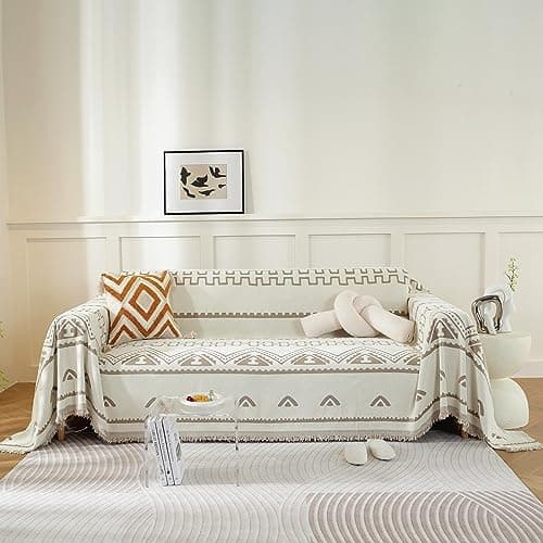 ROOMLIFE Reversible Sofa Covers for 3 Seat Reclining Futon - Washable Kids & Pet Protector 71"x134" — Na.white1