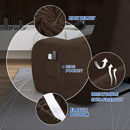 MAXIJIN Velvet Recliner Cover for Kids & Pets (Dark Coffee)