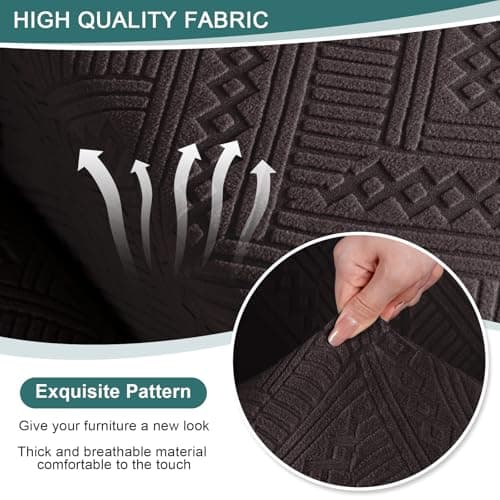 Ruaozz Stretch Loveseat Recliner Covers for 2 Seater Recliner Sofa with Pockets and Elastic Straps
| Ruaozz Chocolate Jacquard Reclining Couch Covers with Console for Recliner Loveseat
| Ruaozz OEKO-TEX STANDARD 100 Stretch Recliner Covers with Bott