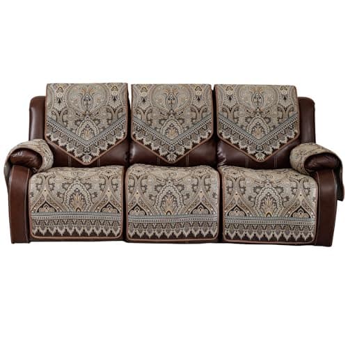 LUFEIJIASHI WaterProof 2 Seat Recliner Sofa Covers - Non-Slip, Washable, Brown, FLKF-Brown, 3 Seater