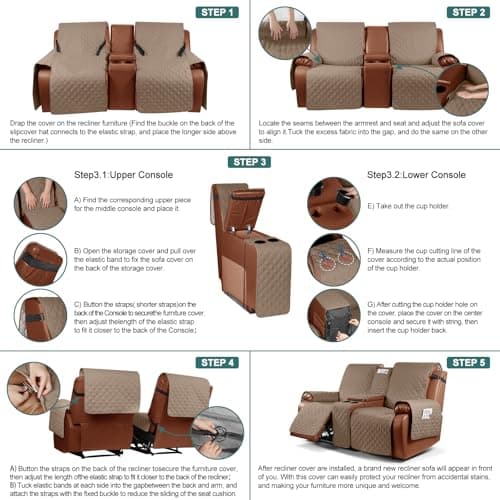 Ruaozz Waterproof Recliner Loveseat Cover for Pet Couch