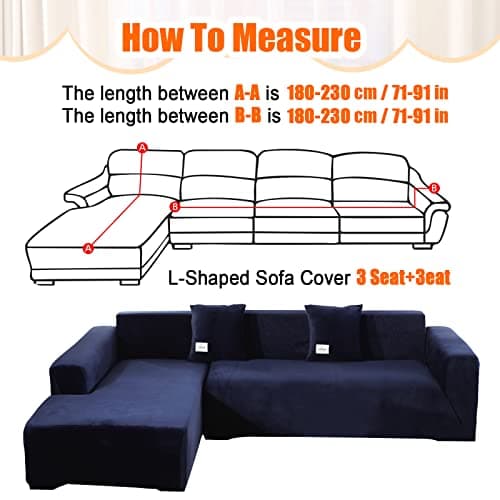 L Shape Sectional Couch Covers, 2 Pcs Anti-Slip Slipcover for 3 + 3 Seaters