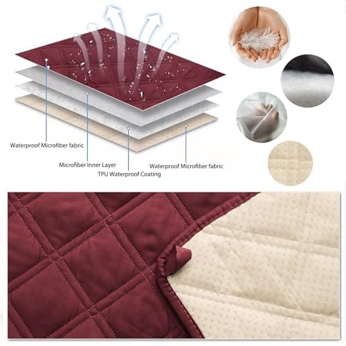 TOMORO 100% Waterproof Non-Slip Recliner Sofa Cover, Brown, 23 x 38 Inches