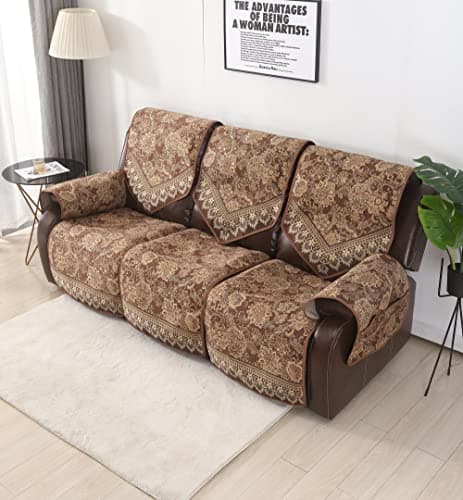 LUFEIJIASHI Waterproof Recliner Sofa Covers Brown 3 Seater