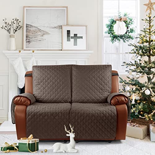 Waterproof Recliner Sofa Cover for 2 Seater Reclining Couches, Brown