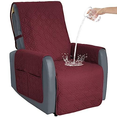 Ivory Non-Slip Recliner Chair Cover for 23inch Couch with Straps — Burgundy