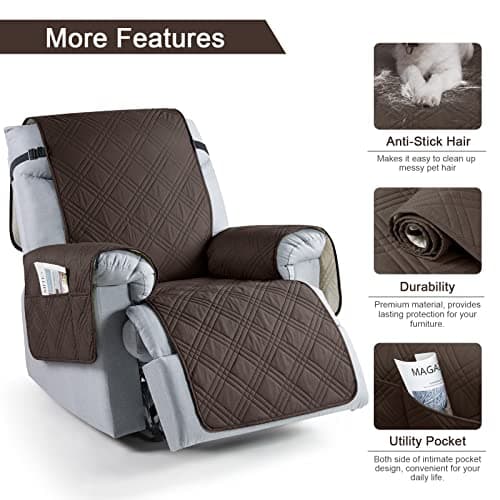 TAOCOCO 100% Waterproof Recliner Chair Cover, Non-Slip, Washable Protection for Kids & Pets