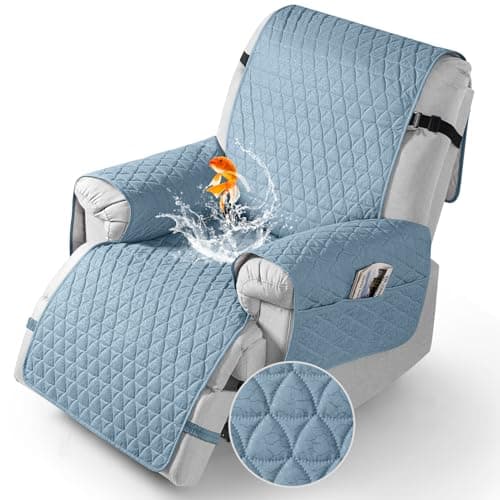 TAOCOCO Recliner Cover - 100% Waterproof, Non-Slip, Elastic Band (Black, Small-22') — Light Blue