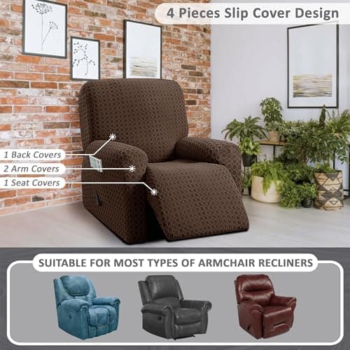 ULTICOR Chocolate 1 Seat Recliner Cover for Jacquared Sofa (Style 2)
