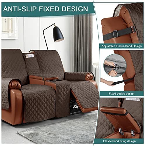 Ruaozz Waterproof Recliner Loveseat Cover for Double Recliner Sofa for Kids, Dogs, Pets