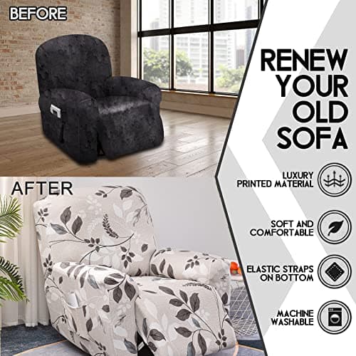 Lazy Boy Recliner Cover with Pockets & Elastic Bottom Protection