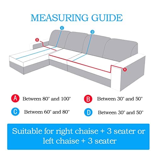 LuxeSectional Couch Covers for 3 Seater (Grey, XL)