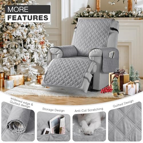 TAOCOCO Large Recliner Seat Cover, Light Gray, Non-Slip & Pet-Friendly