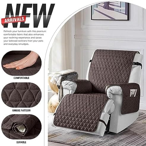 TAOCOCO 100% Waterproof Recliner Cover - Perfect for Slip and Stain Protection, Suitable for Elderly and Disabled Users, Ideal for Outdoor Patios or Indoor Use(Chocolate, Small-22'')