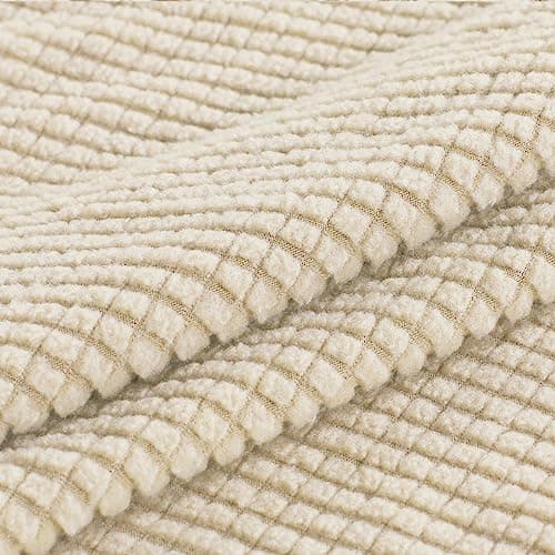 Turquoize 3-Piece Sofa Covers for 2-Cushion Couch, Washable Biscotti Beige Jacquard Slipcovers — Biscotti Beige