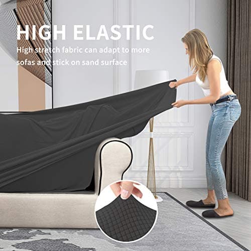Pet and Kid-Friendly Large Dark Gray Stretch Couch Cover