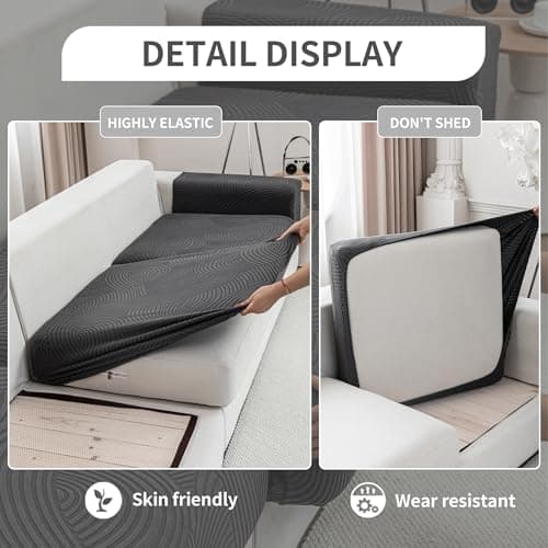 Stretchable Dark Gray Sofa Covers for Sectional and L-Shaped Couches