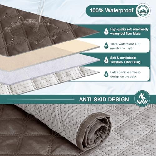 Waterproof Recliner Sofa Cover for 2 Seater Reclining Couches, Brown