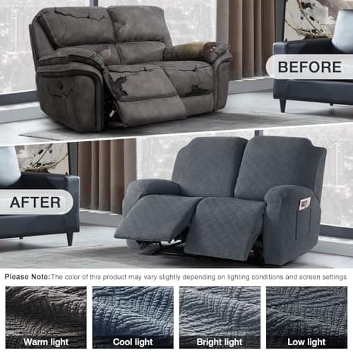 Timeless Extra Wide Gray Recliner Loveseat Cover