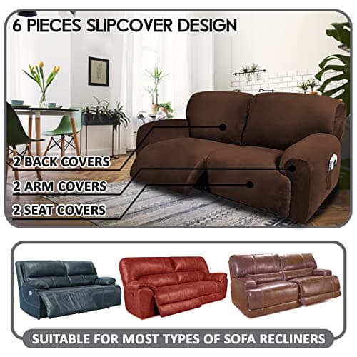 ULTICOR Extra Wide 75" Reclining 2 Seater Sofa Slipcover (Chocolate)