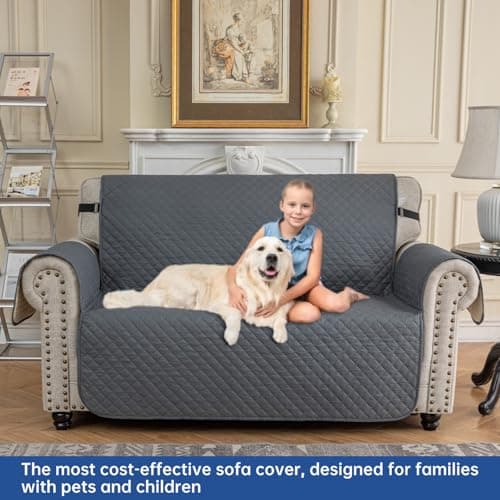 XINEAGE Loveseat Sofa Cover, Dark Grey Waterproof & Soft Washable