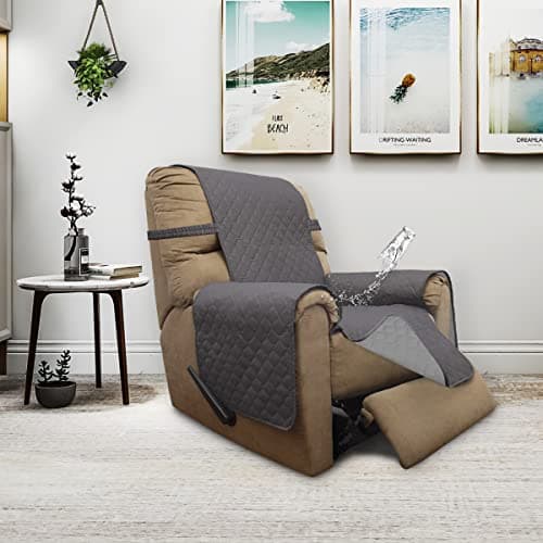 ISSUNTEX 100% Waterproof Recliner Sofa Covers, Double Protection for Pets & Kids (Gray/Light Gray)