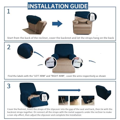 XINEAGE Dark Gray Stretch Jacquard Recliner Chair Covers (4 Pieces)