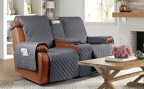 Ruaozz Recliner Loveseat Slipcover with Console