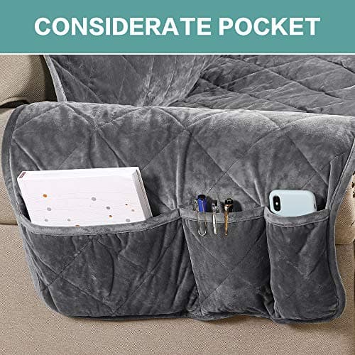 Turquoize Velvet Recliner Cover for 2 Cushion Couch (54", Gray)