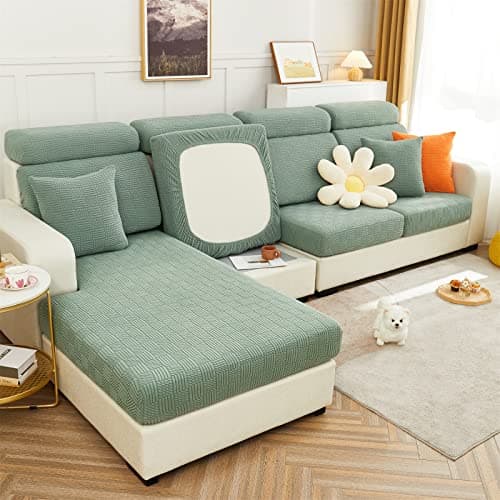 Dark Grey Stretch Slipcover for L Shape Sectional Sofa (Back Cover) — A-green