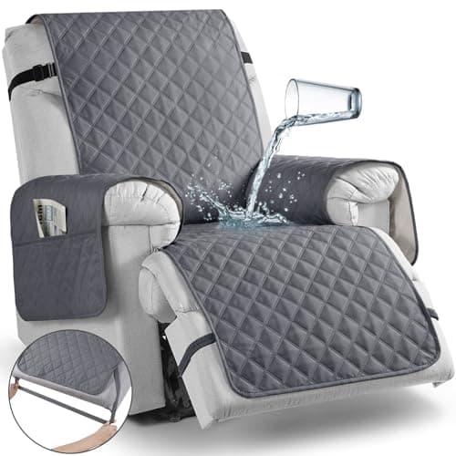 TAOCOCO Elastic Straps Washable Recliner Chair Cover, 23" Small Dark Grey