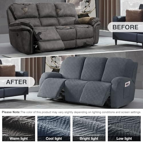 Timeless Recliner Covers for 3 Cushion Gray Sofa