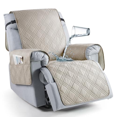 TAOCOCO 100% Waterproof Recliner Chair Cover, Non-Slip, Washable, Kids & Pet-Friendly — Cream