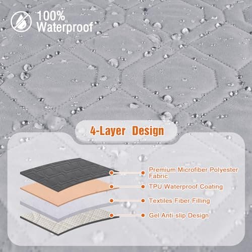 VANSOFY 100% Waterproof Dog Chair Cover, Light Gray, 23.6"