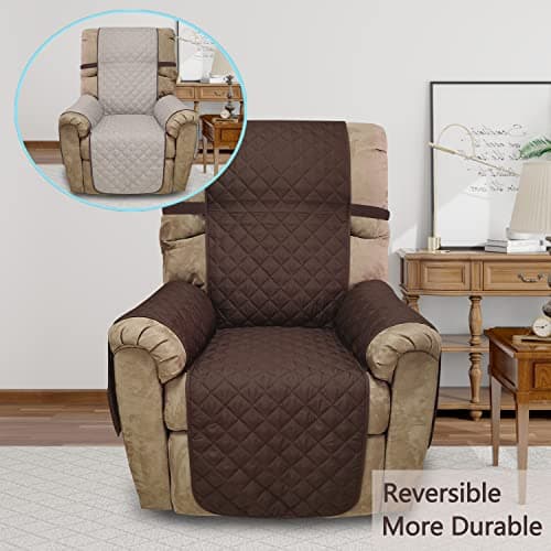 Lazy Boy 28" Recliner Chair Covers, Reversible Sofa Protector (Chocolate/Beige)
