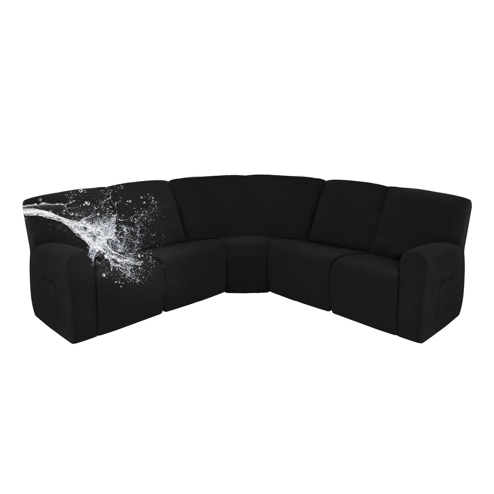100% Waterproof Recliner Cover for Large Sectional Sofas, Protecting L-Shape Furniture for Kids & Pets, Black