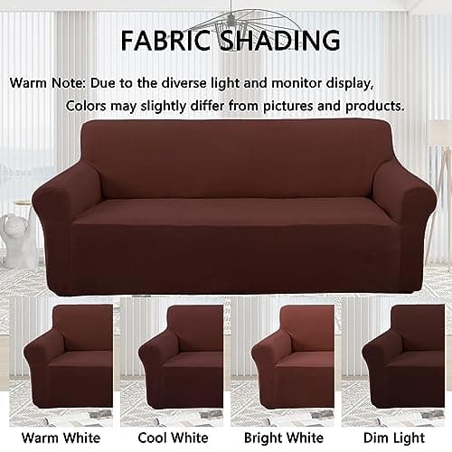 U-NICE HOME Velvet Couch Covers for 3 Cushion Sofas (Large, Chocolate)