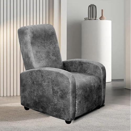 Leather-Like 4-Pieces Recliner Chair Covers for Small Adjustable Chairs, Chocolate — Light Gray